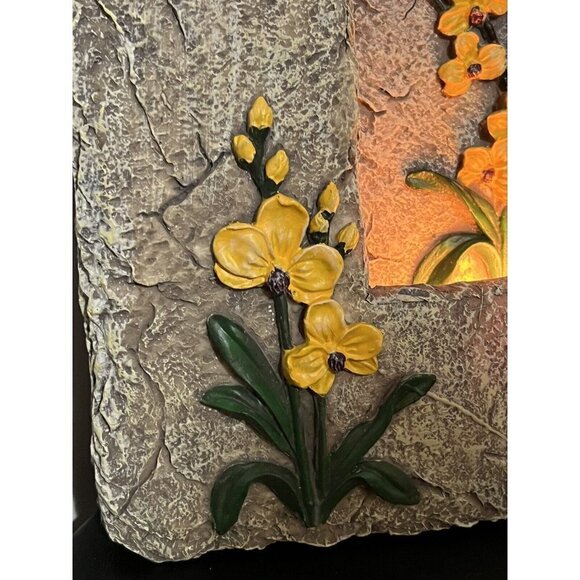 Vintage Slate Decorative Night Wall Lamp Standing Floral Butterfly Design 11” - Picture 3 of 12